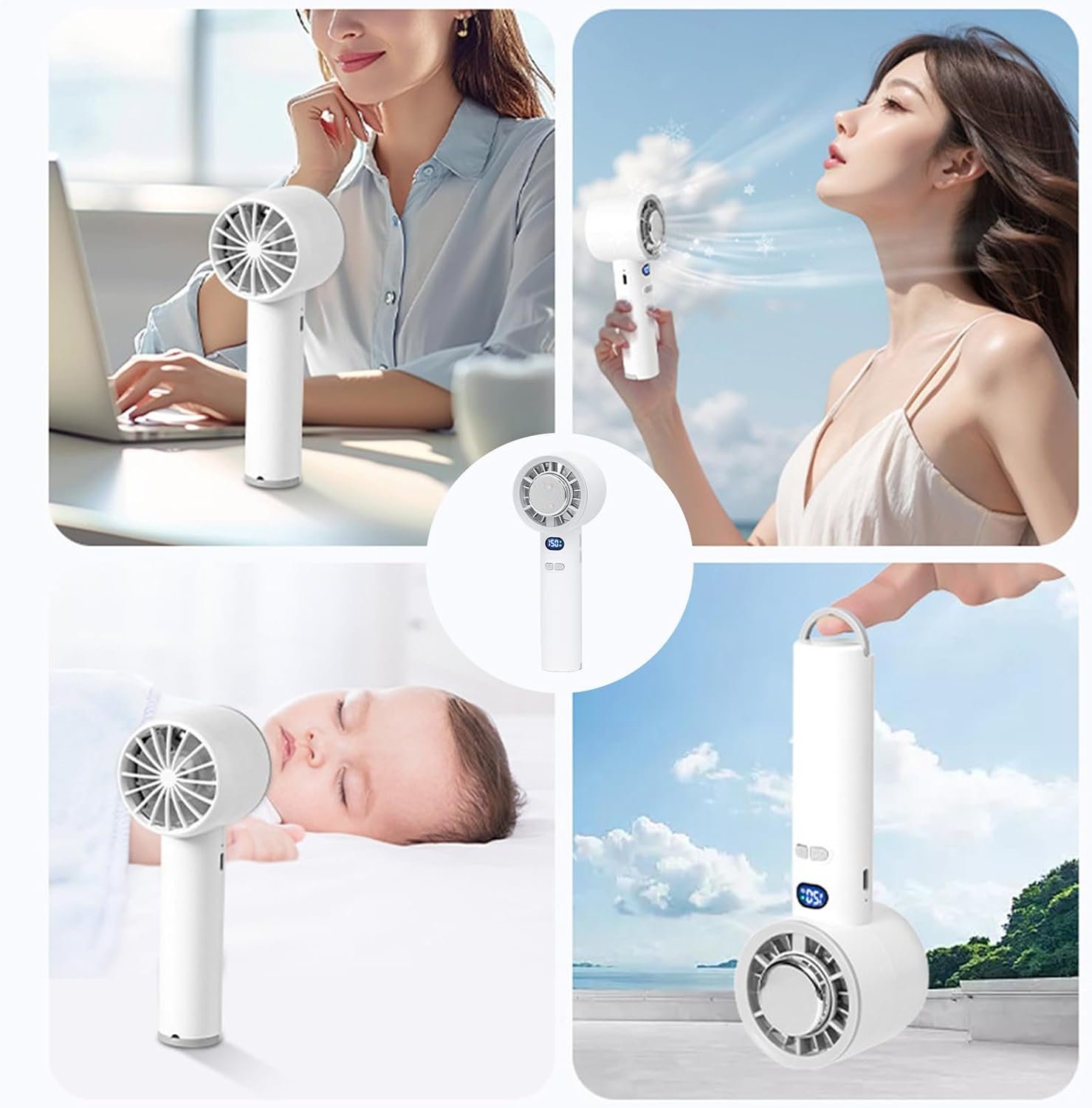 Generico Ventilatore Portatile - Ventilatore Personale per Raffreddamento Portatile | di Raffreddamento Velocità Regolabile con Display LED per Uso Esterno Spiaggia e Viaggio - Image 4