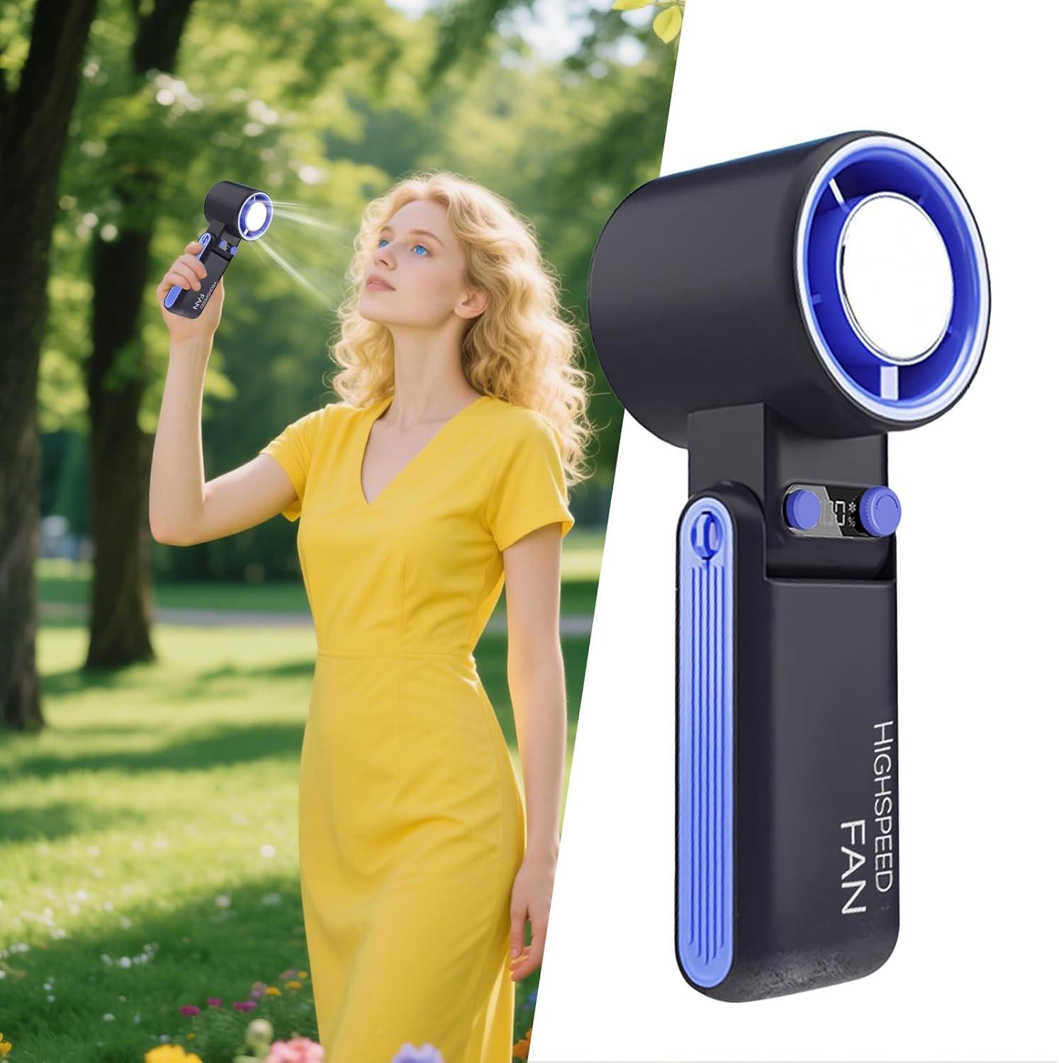 Ventilatore portatile portatile, ventilatore personale portatile a 100 velocità - 4000 mAh Gadget di raffreddamento ricaricabile Crognante per cantiere Place Home Travel Indoor Camping G - Image 3