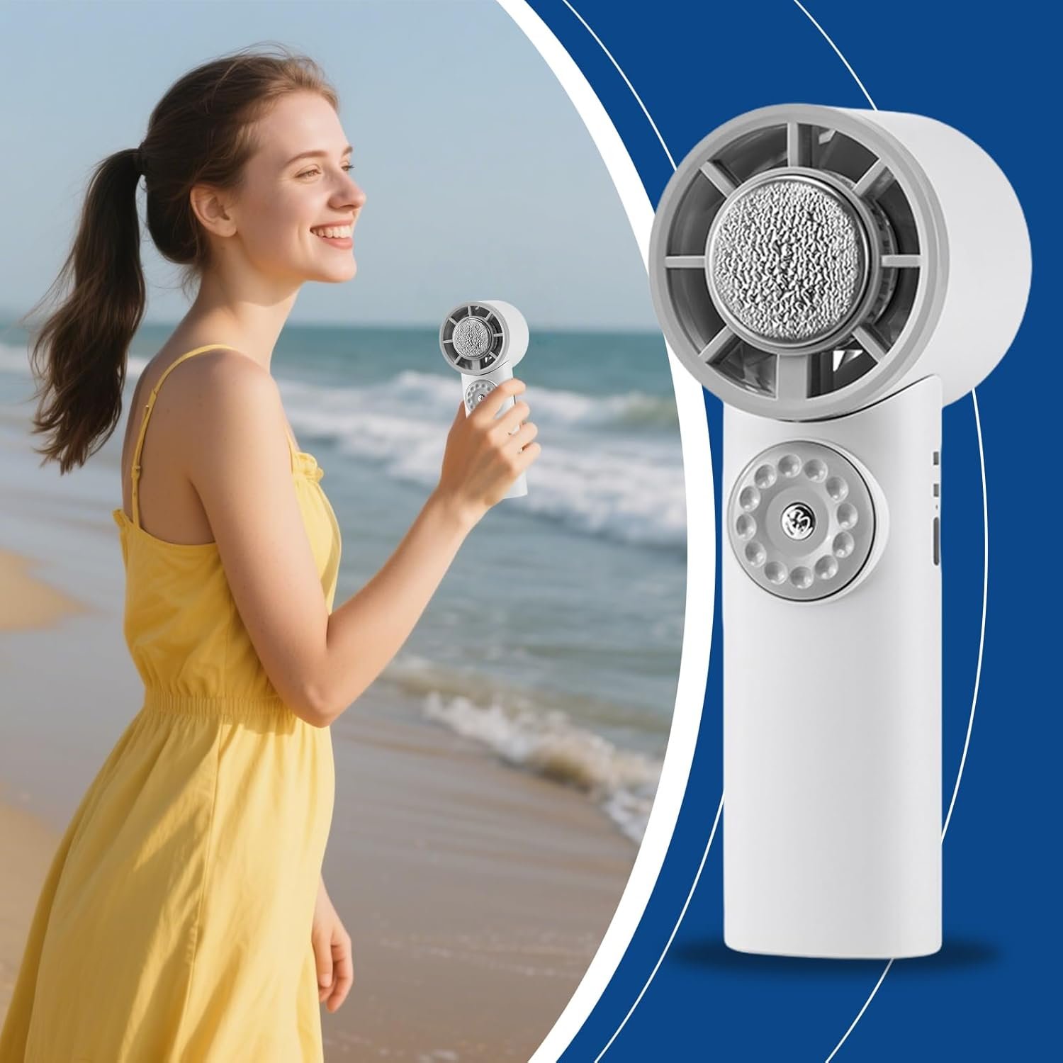 Kasmole Ventilatore Rinfrescante Con Ghiaccio | Ventilatore Personale Ricaricabile USB,Dispositivo Di Raffreddamento Silenzioso Ricaricabile USB per Casa Campeggio Interni Lavori Viaggio Spiaggia - Image 3