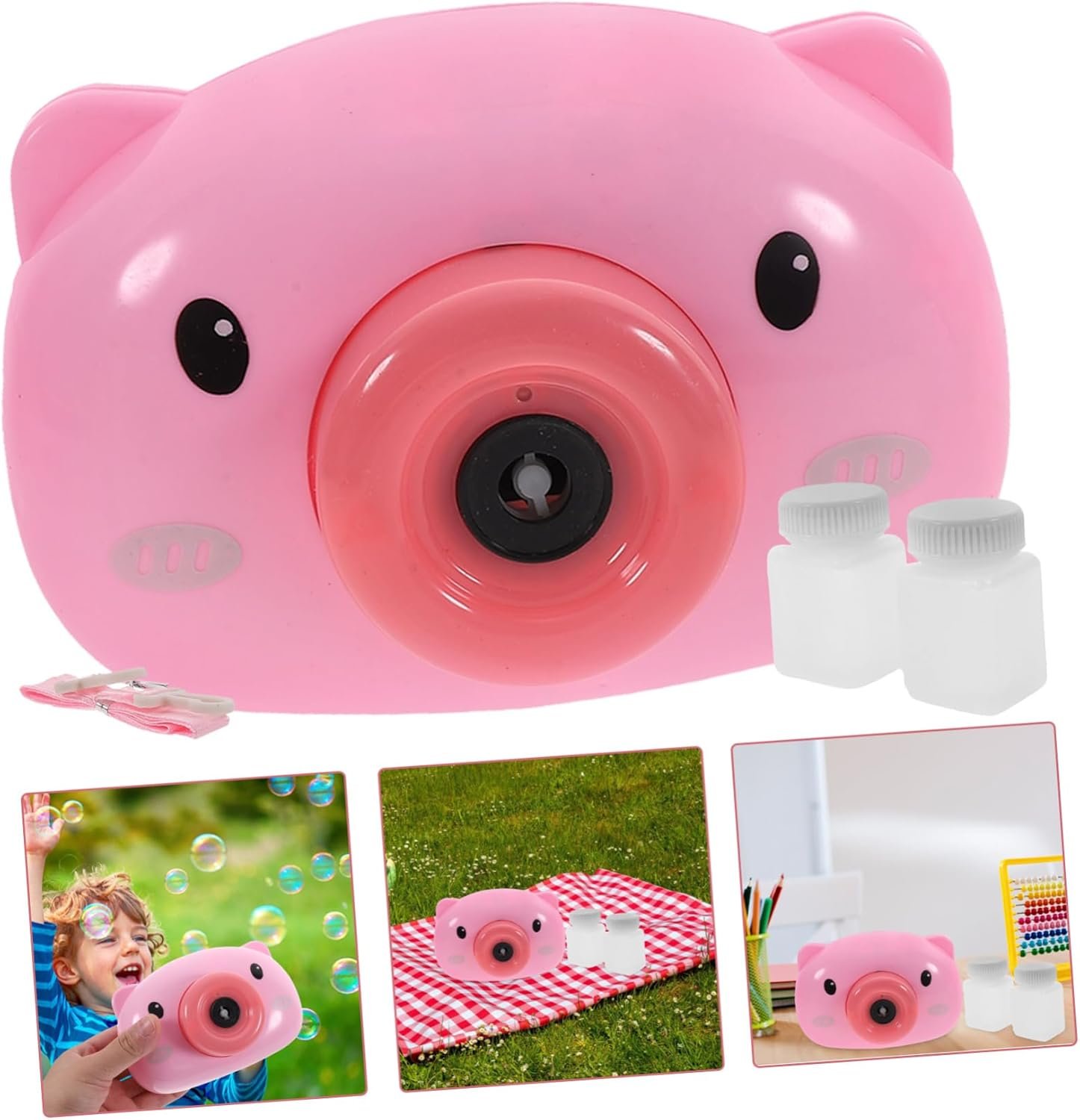 Vaguelly Set Di Macchine Per Bolle Elettriche Per Bambini Ragazze Amici Giocattolo Per Bolle Di Cartone Animato A Forma Di Maialino Per Feste - Image 7