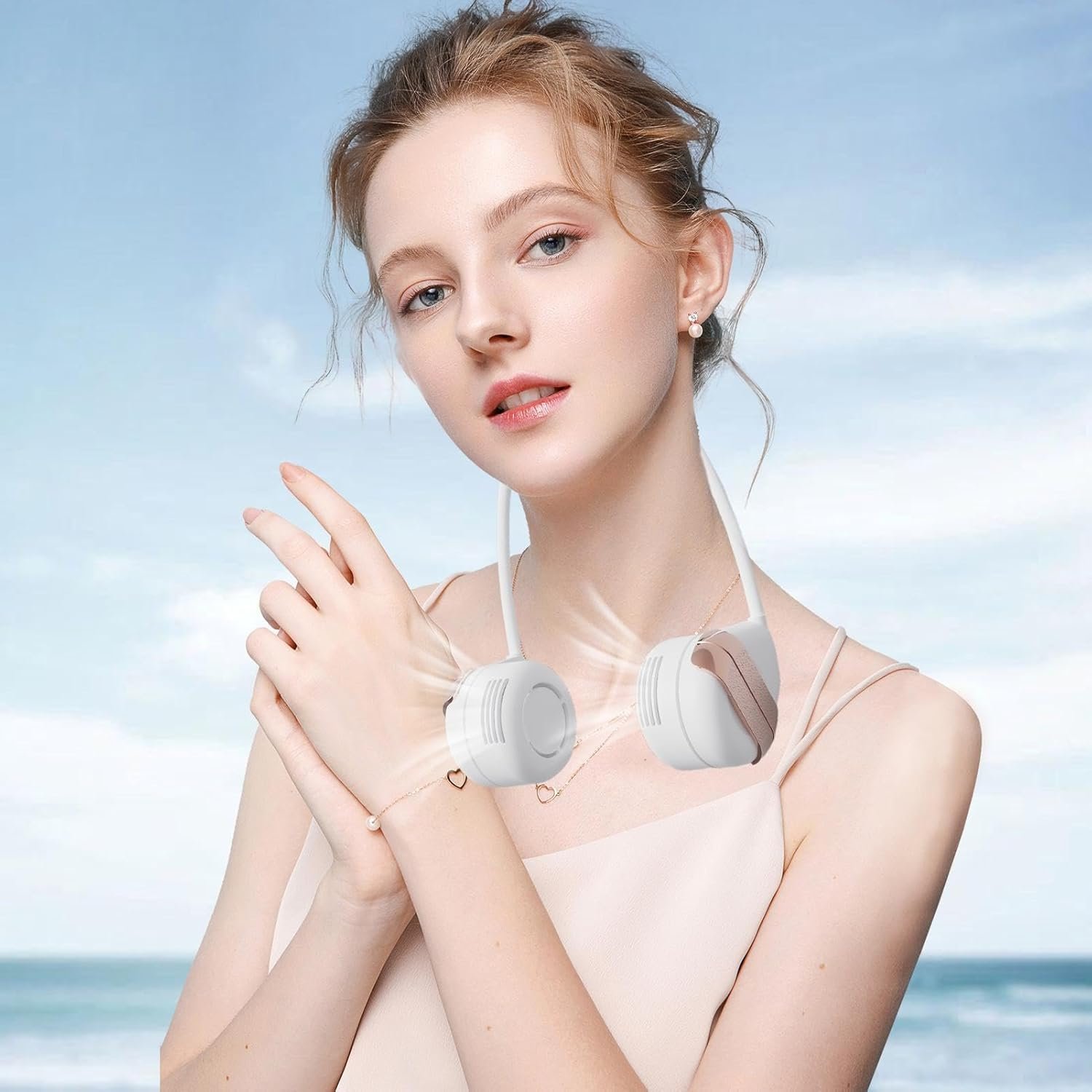 Collo di aria condizionata, ventola del collo senza lame | Ventola di condizionamento dell'aria a collo portatile, ventola personale a 3 velocità, ventola di raffreddamento piccolo sopra il - Image 2