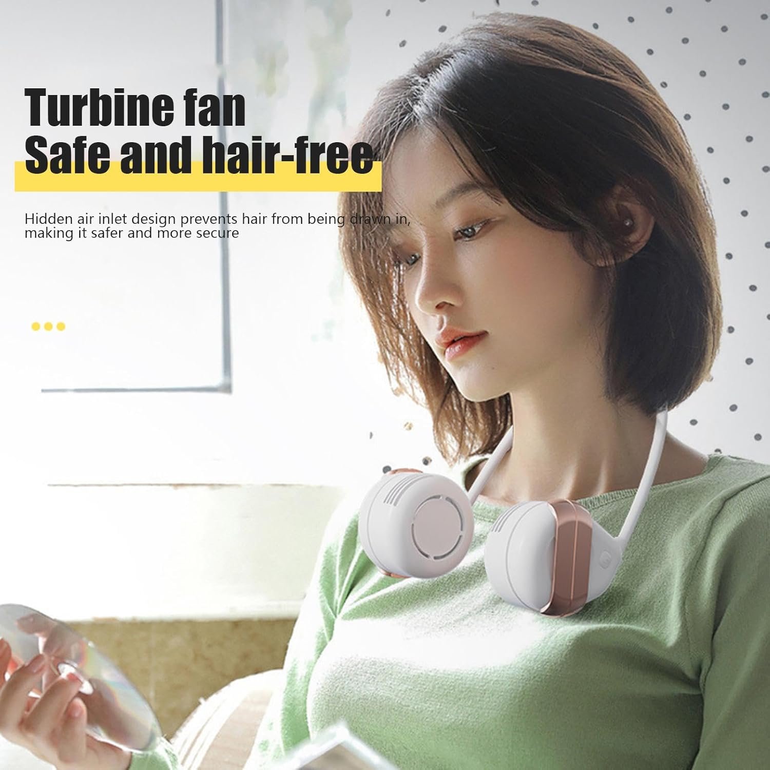 Collo di aria condizionata, ventola del collo senza lame | Ventola di condizionamento dell'aria a collo portatile, ventola personale a 3 velocità, ventola di raffreddamento piccolo sopra il - Image 3