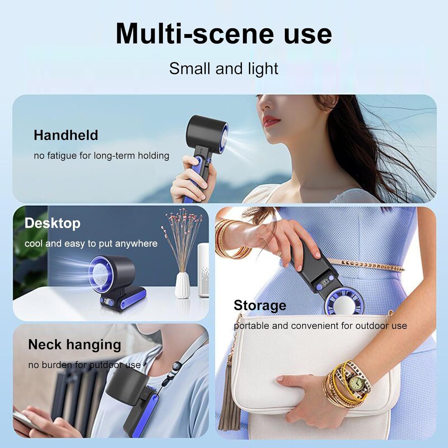 Ventilatore portatile portatile, ventilatore personale portatile a 100 velocità - 4000 mAh Gadget di raffreddamento ricaricabile Crognante per cantiere Place Home Travel Indoor Camping G - Image 4