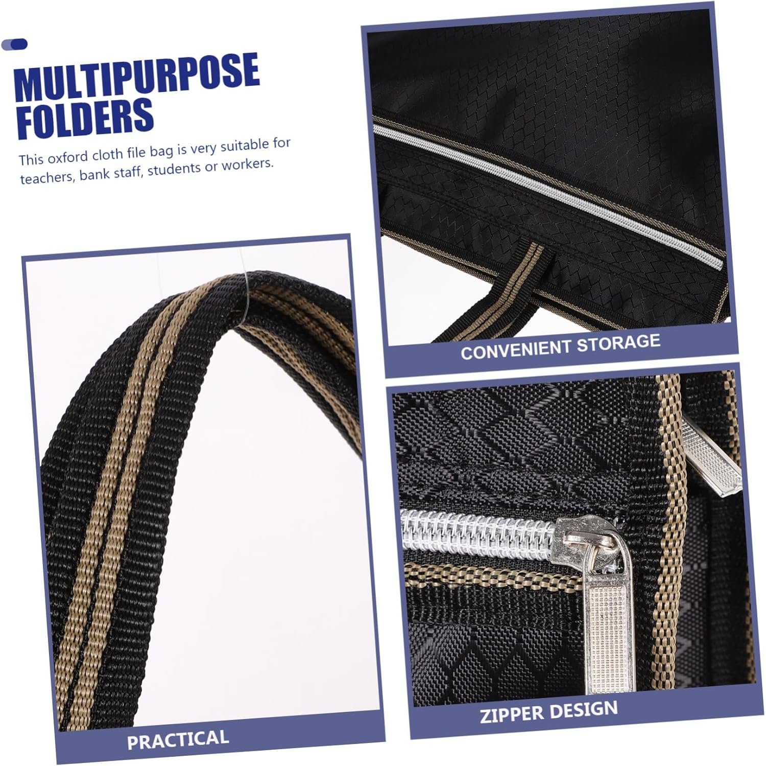KICHOUSE Borsa Porta Documenti Oxford con Cerniera Custodia Portatile per File Documenti per Ufficio Viaggi Design Pratico Funzionale - Image 8