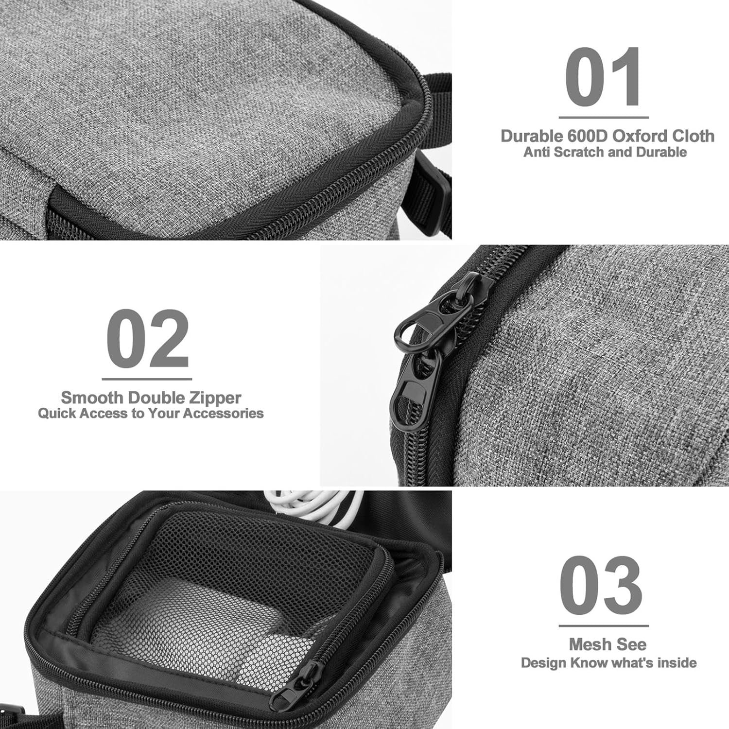 Rukjmqi Custodia da viaggio per organizer per dispositivi elettronici, Organizer per caricabatterie per dispositivi elettronici,Borsa per cavo dati da viaggio Organizzatore di gadget USB - Custodia - Image 8