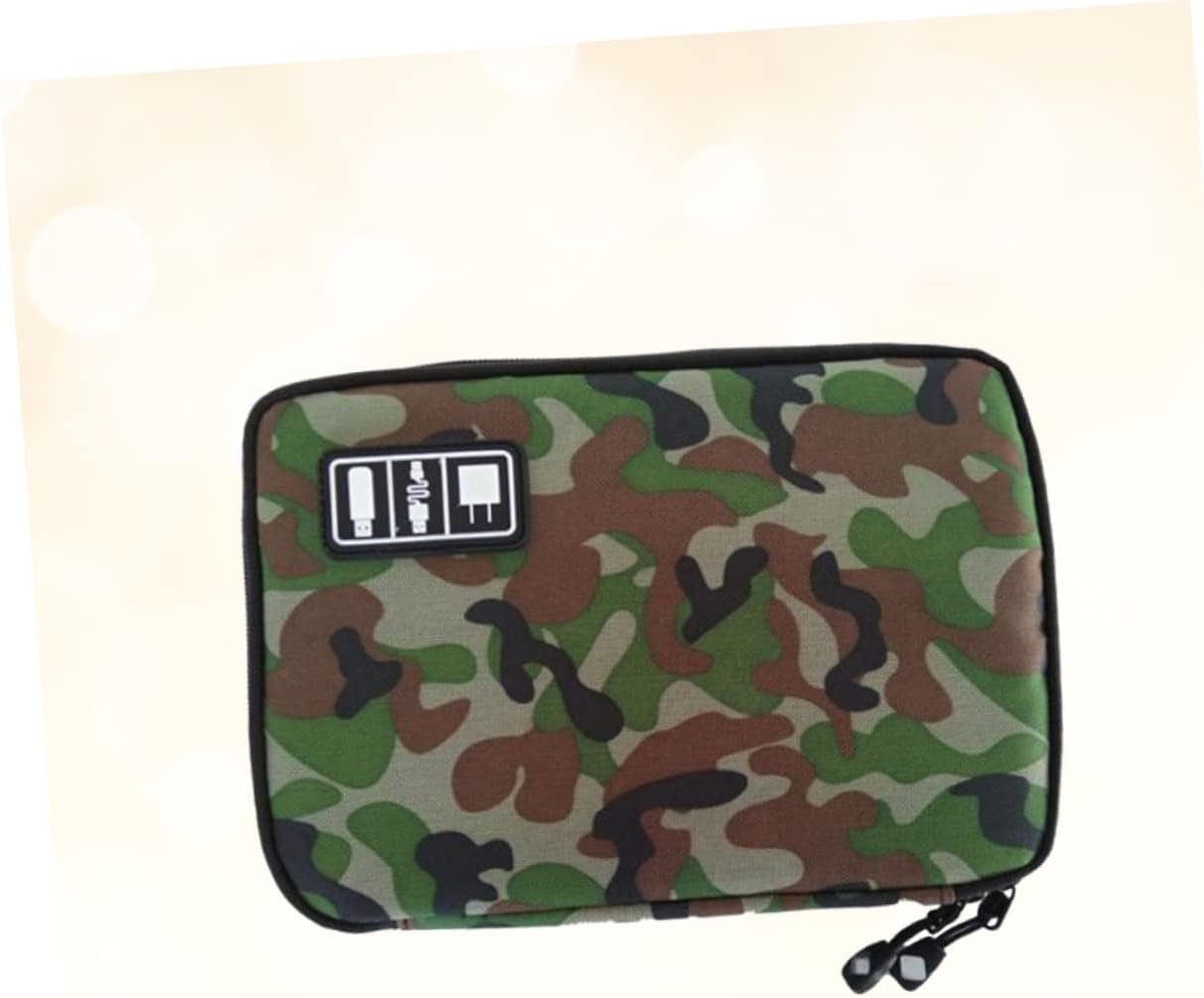 Hemobllo 2strato Borsa Organizzatrice Elettronica Strati Per Cavi e Gadget Digitali Custodia Da Viaggio Camouflage Verde Per Accessori Elettronici - Image 3