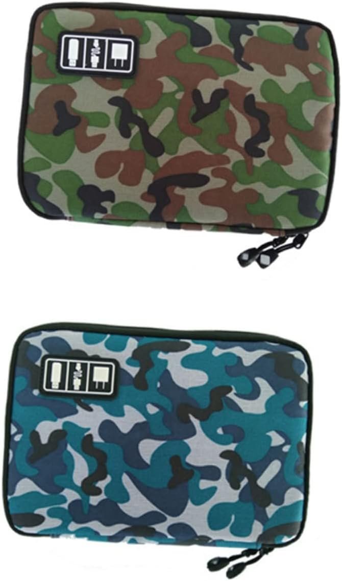 Hemobllo 2strato Borsa Organizzatrice Elettronica Strati Per Cavi e Gadget Digitali Custodia Da Viaggio Camouflage Verde Per Accessori Elettronici - Image 6