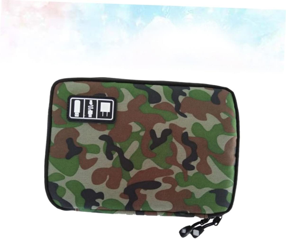 Hemobllo 2strato Borsa Organizzatrice Elettronica Strati Per Cavi e Gadget Digitali Custodia Da Viaggio Camouflage Verde Per Accessori Elettronici - Image 2