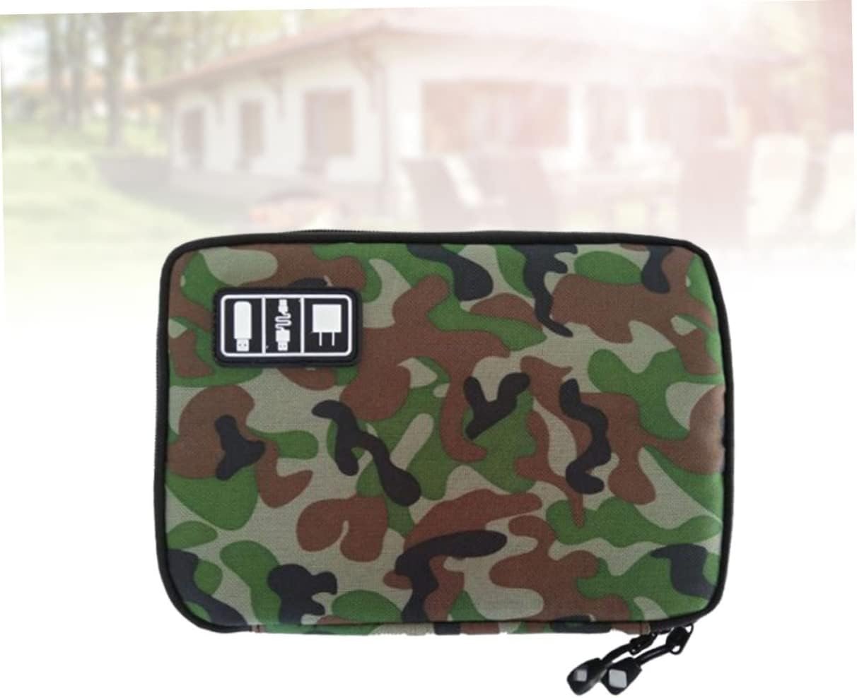 Hemobllo 2strato Borsa Organizzatrice Elettronica Strati Per Cavi e Gadget Digitali Custodia Da Viaggio Camouflage Verde Per Accessori Elettronici - Image 7