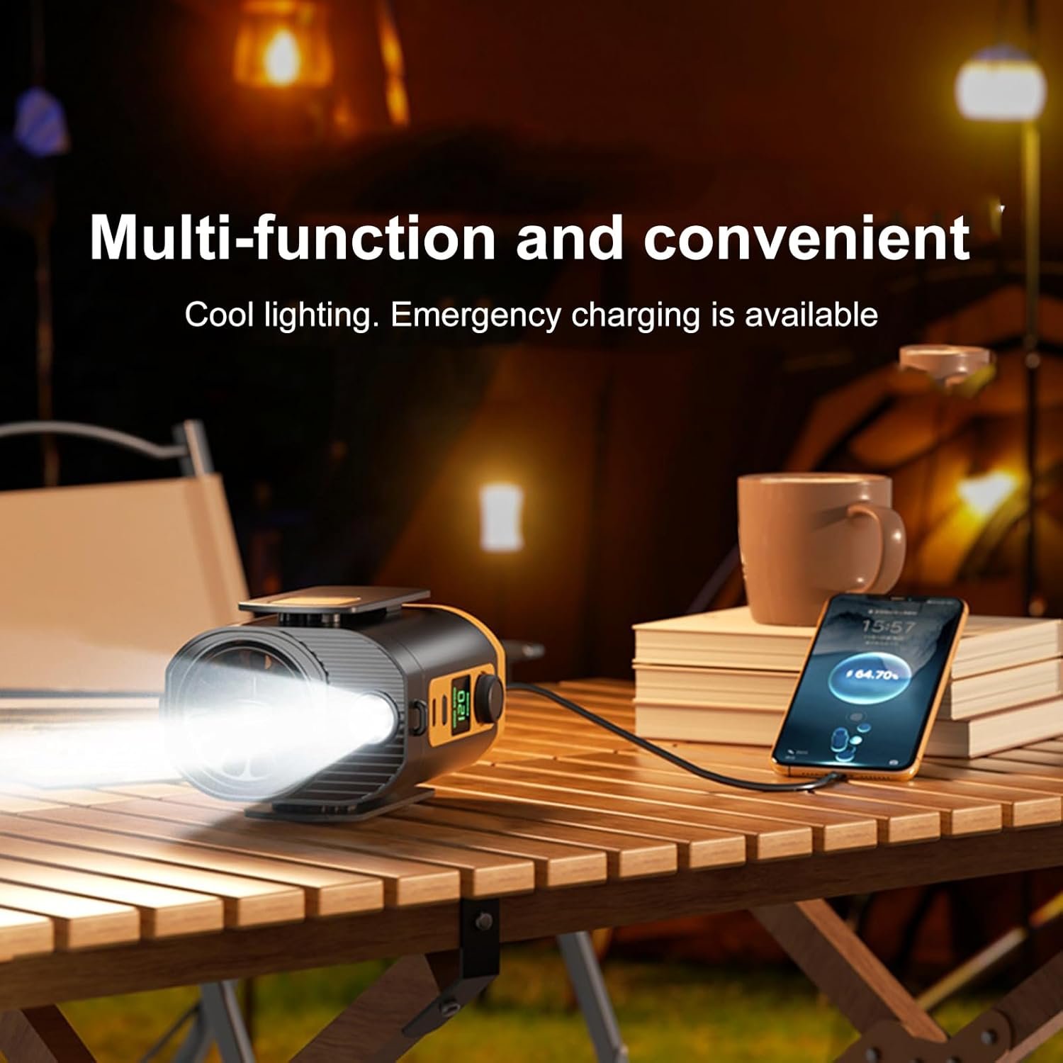 Ventilatore portatile da vita, ventilatore personale di raffreddamento in vita, gadget alla moda, torcia a LED a 120 velocità, per spiaggia, escursionismo, sport, vacanze, viaggi, picnic, campeggio - Image 2