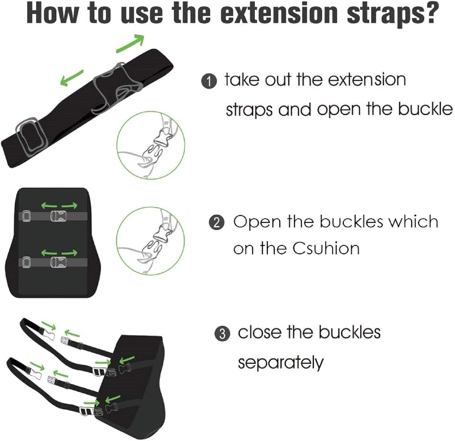 Postura del cuscino lombare di feagar, cuscino posteriore per auto, ufficio, divano, sedia a ruote, copertura rimovibile e lavabile, cinghie regolabili, nero - Image 5